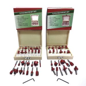 ست تیغ اورفرز نجاری  شفت 6.35 میلی‌متر (مدل 12 و 15 پارچه)